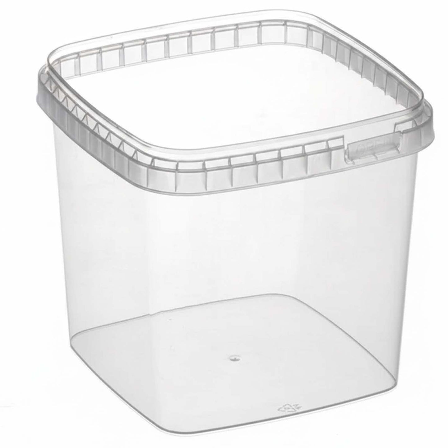 1L Clear Square Tub and Lid - 4`s