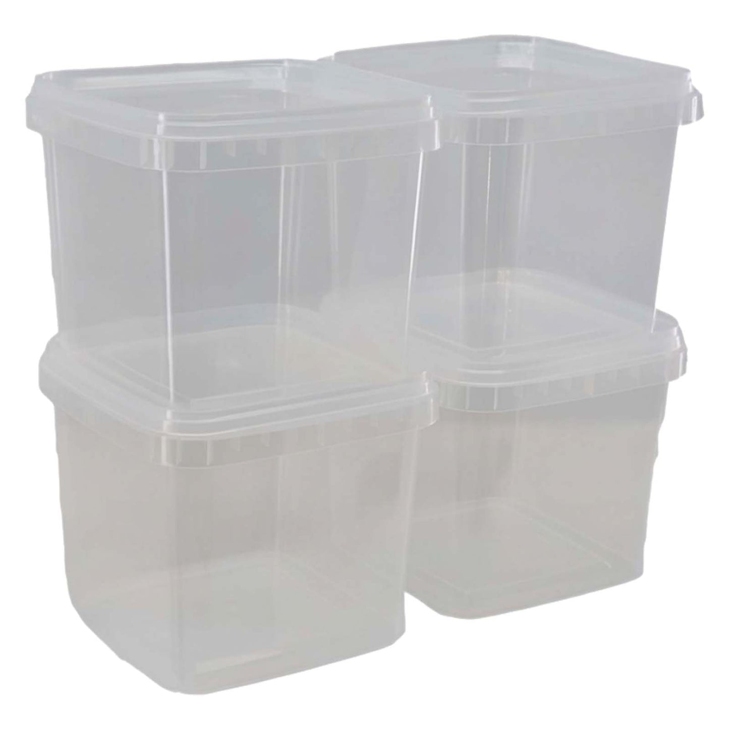 1L Clear Square Tub and Lid - 4`s