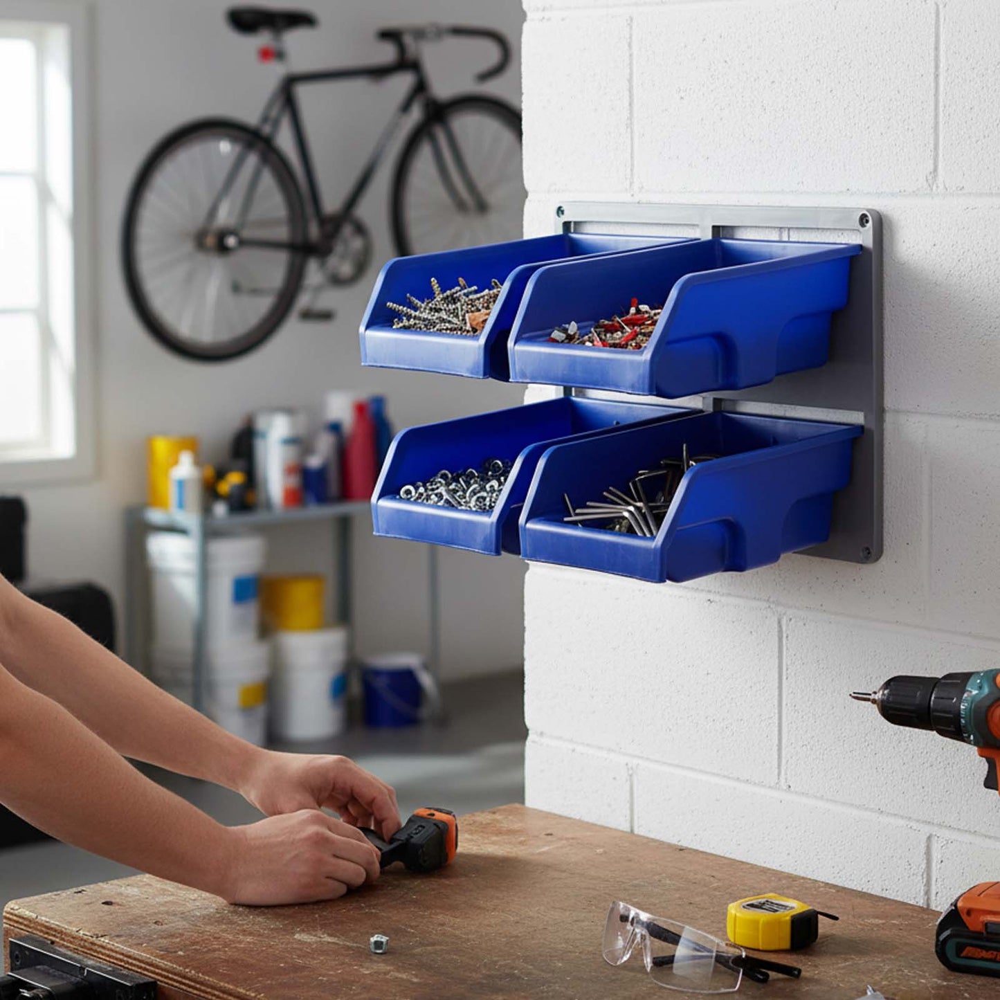 4pc Storage Bin Set with Backing Board