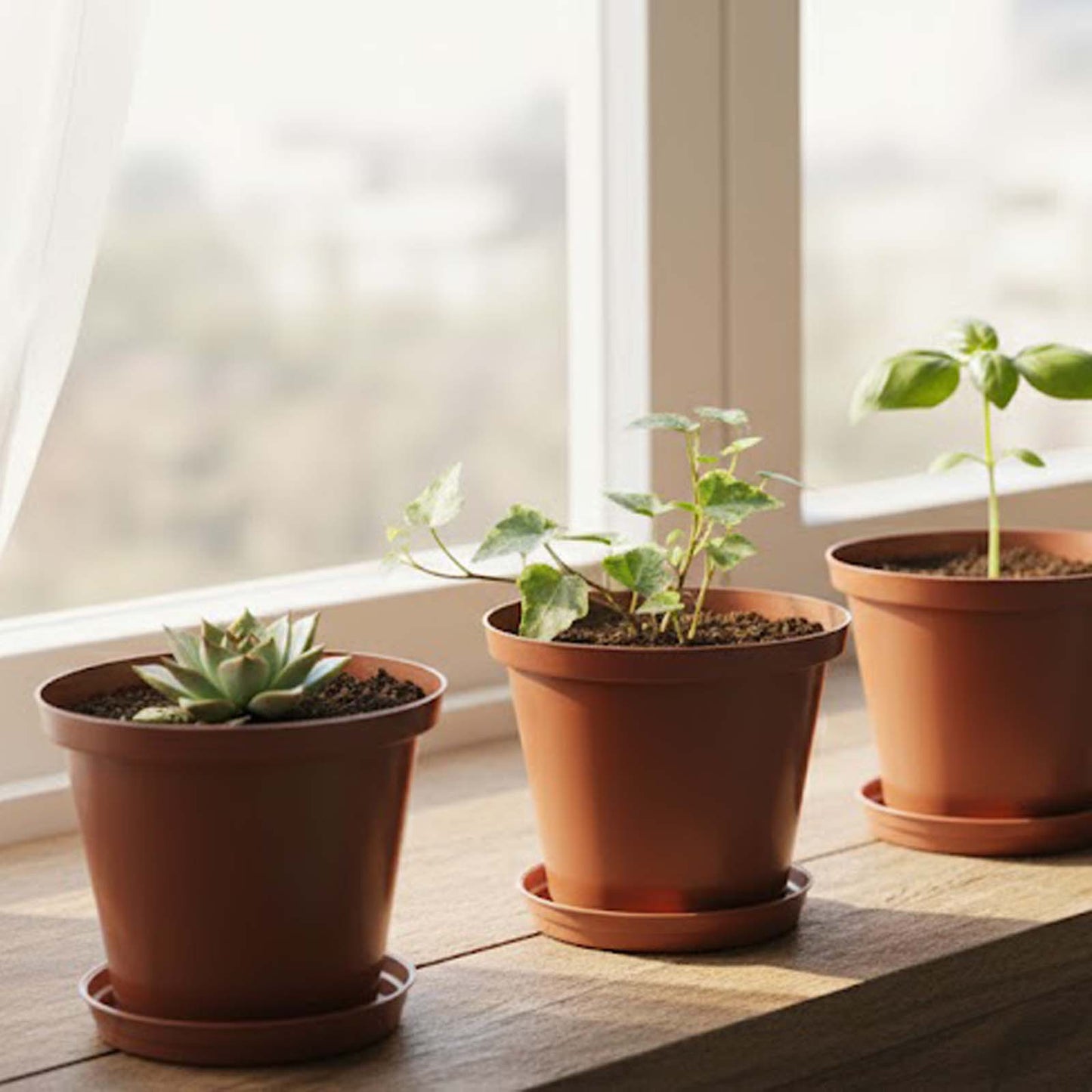 8cm Round Flower Pot + Tray 4`s