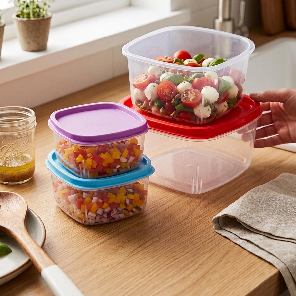 4 Piece Rainbow Square Container Set