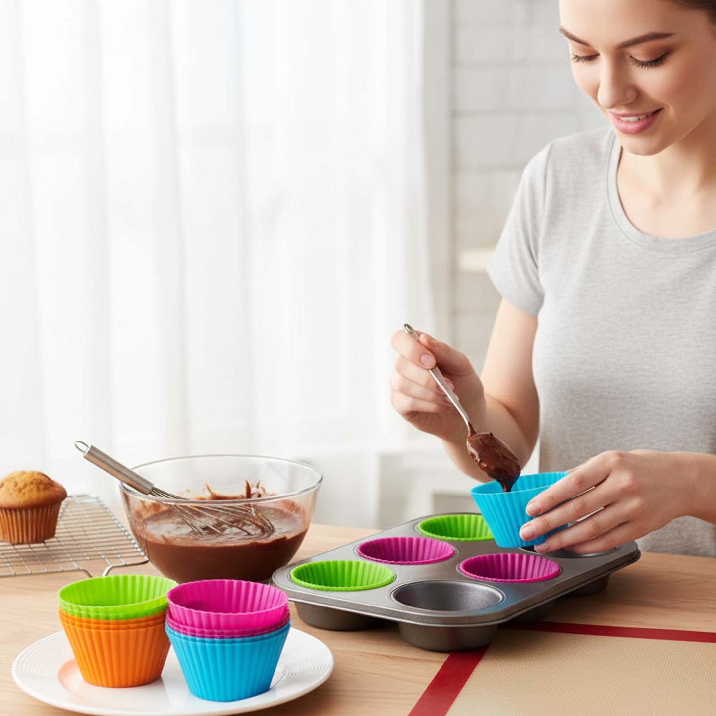 5 Pack Silicone Cake Cup Set