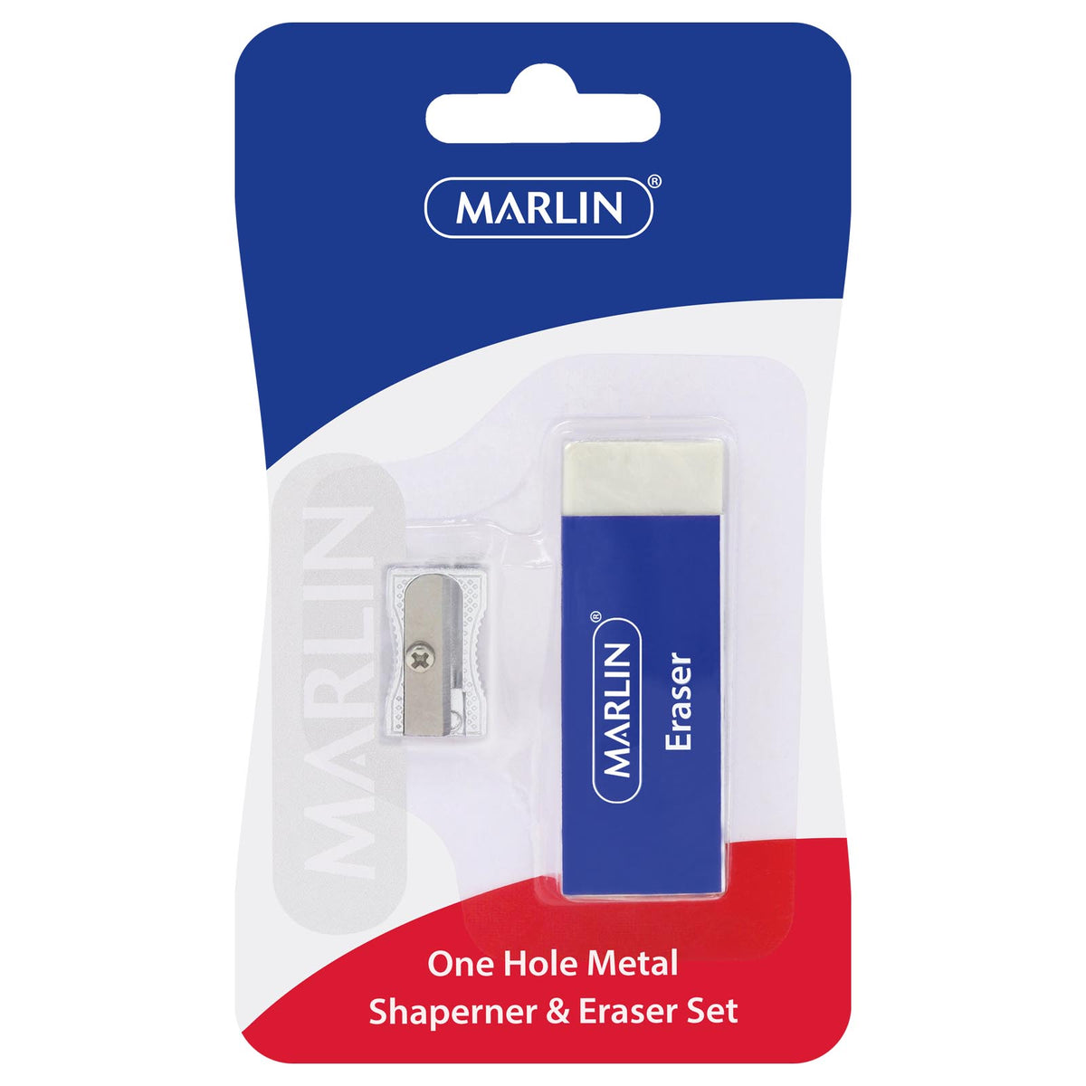 Marlin 1 Hole Metal Sharpener and Eraser Set