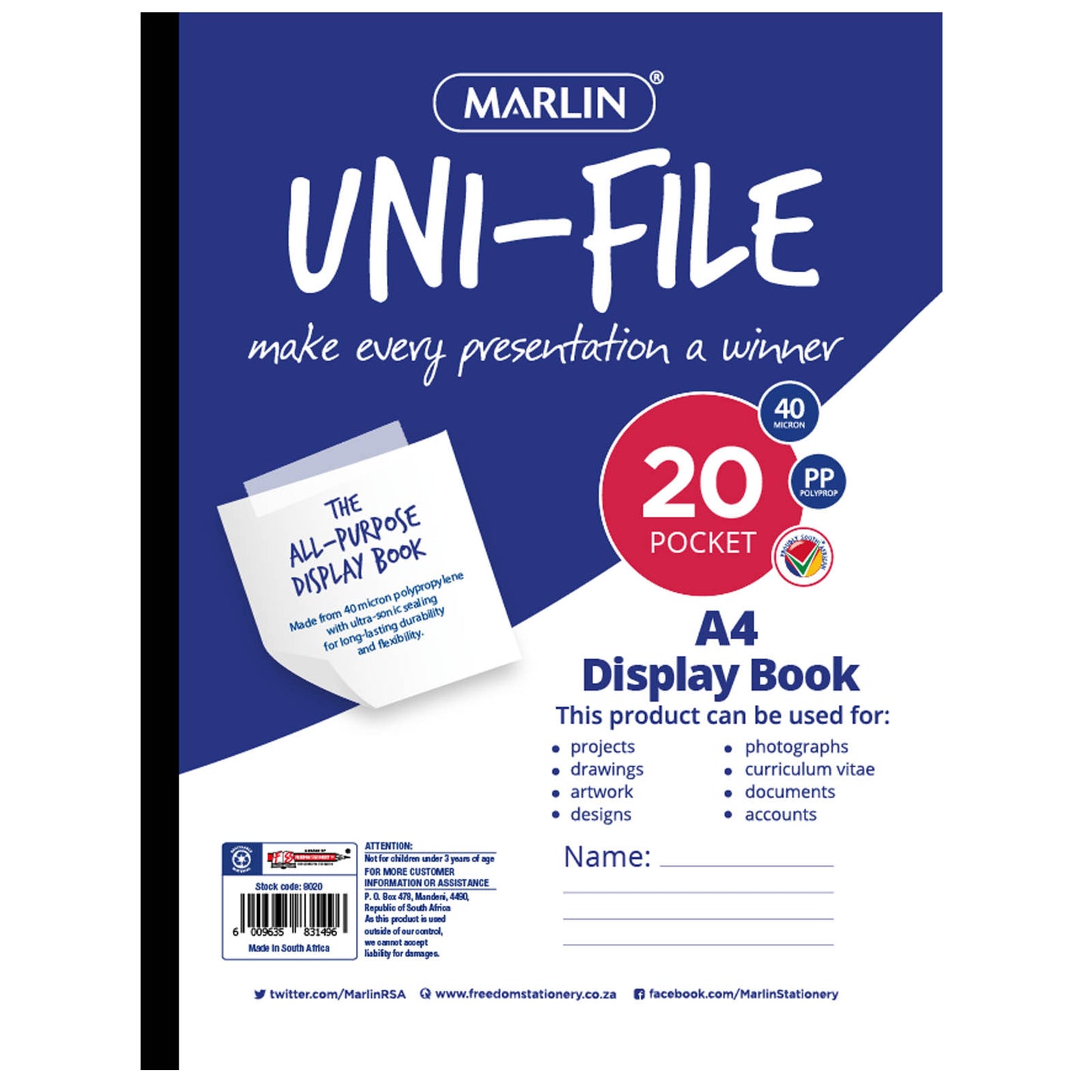 20 Pocket Soft Colour Display Book