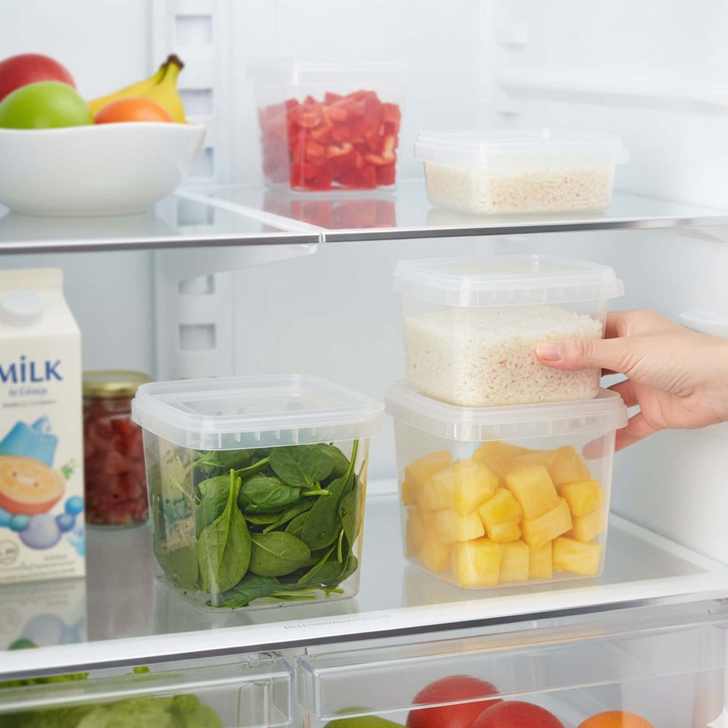 500g Clear Square Tub and Lid - 10`s
