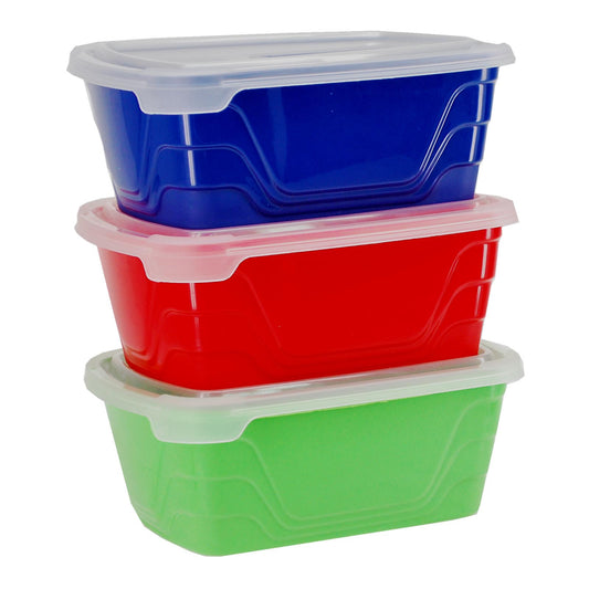 3 Pack 600ml Snap It Lunch Box Set