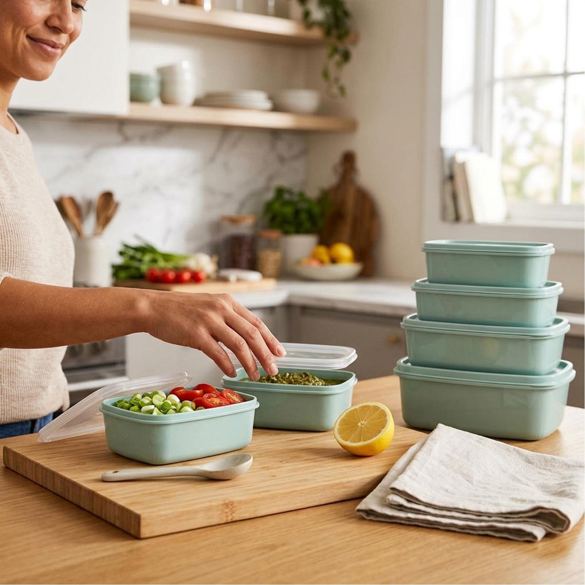 6 Piece Rect Rainbow Container Set