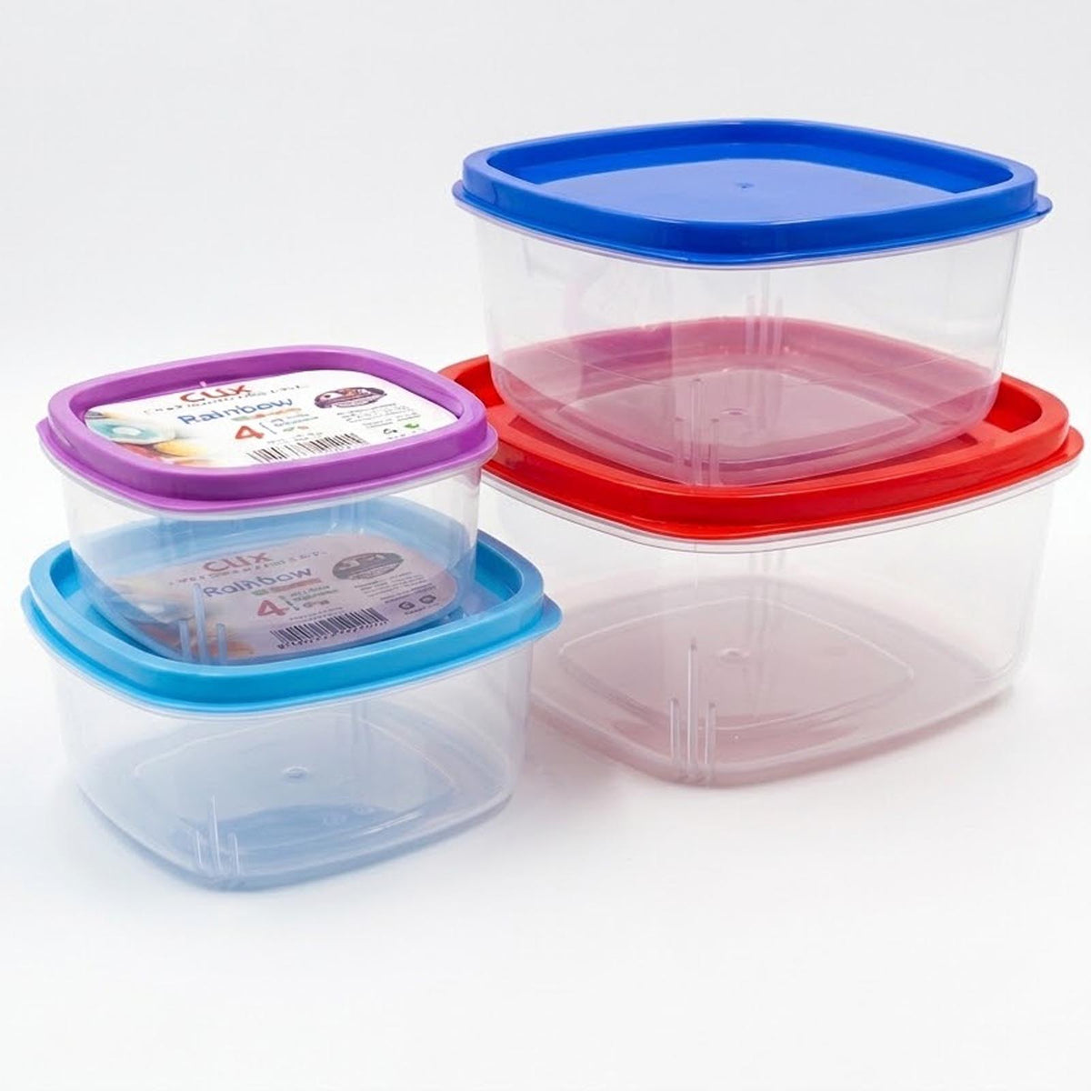 4 Piece Rainbow Square Container Set