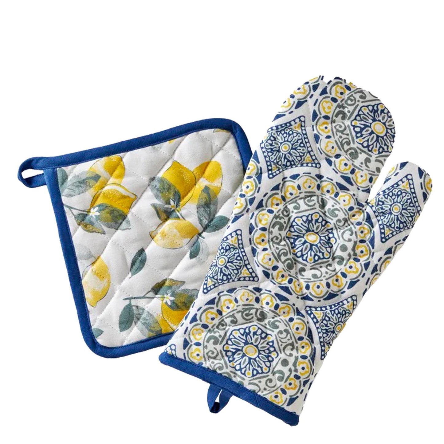 2 Piece Cotton Baking Glove and Pot Holder Set